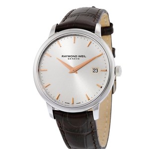 Raymond Weil Toccata Silver Dial Brown Leather Mens Watch 5488-SL5-65001