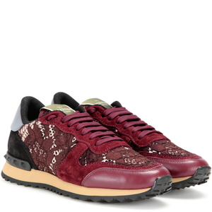 [해외] 정품 발렌티노 VALENTINO Rockrunner lace leather and suede sneakers burgundy - 피오리토