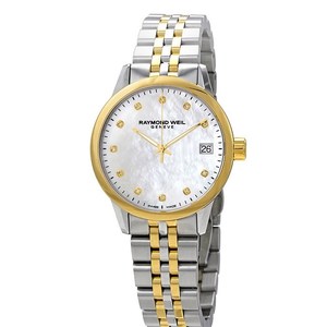 Raymond Weil Freelancer Mother of Pearl Diamond Dial Ladies Two Tone Watch 5634-STP-97081